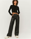 Black Faux Leather High Waisted Wide Leg trouser