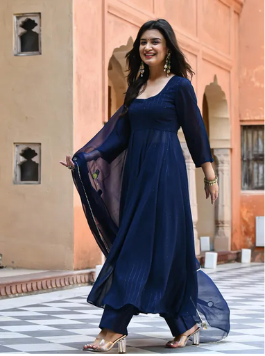 Traje de lentejuelas azules (conjunto de 3 piezas)